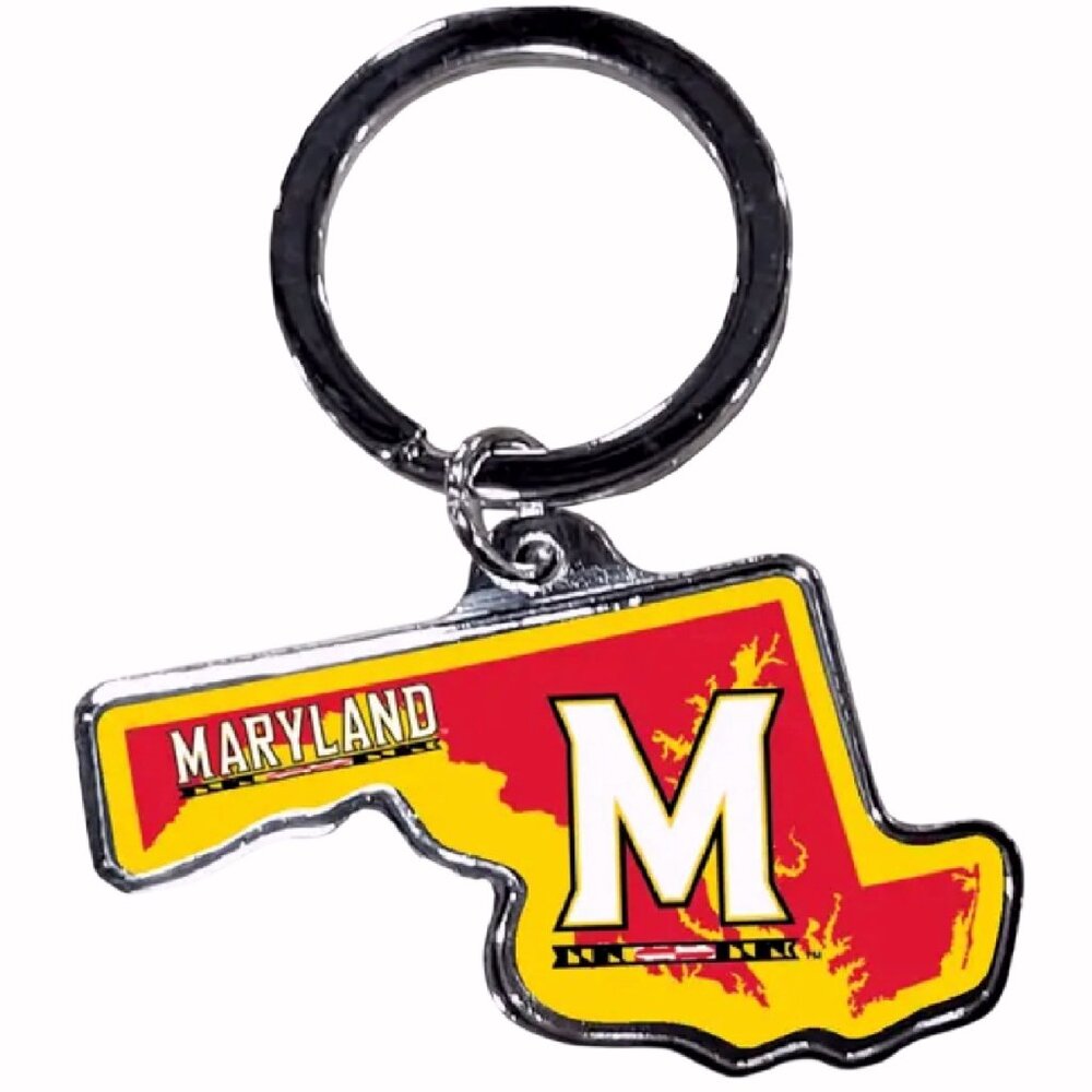 University of MD Terrapins Terps Diecut Metal Ring Keychain - NEW Fast Ship